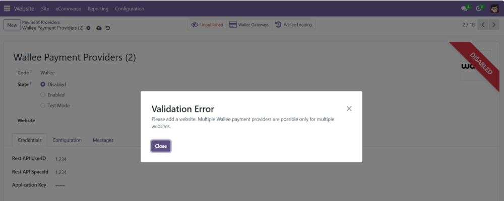 Message Displayed without Mapping to a Website.