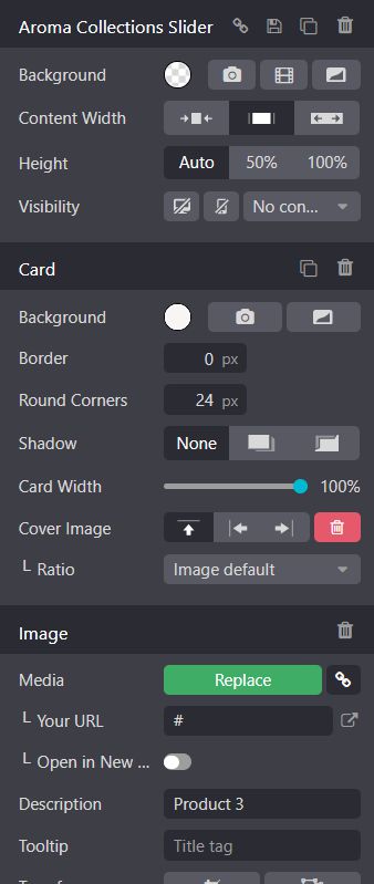 Customize Aroma Collections Slider