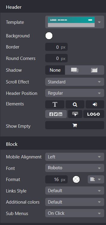 Header Customization