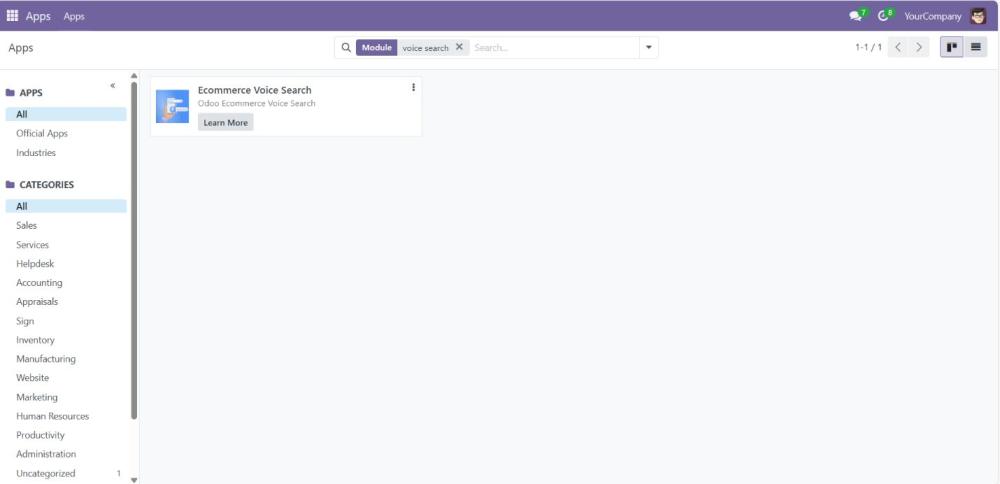Screenshot 1: E-commerce Voice Search module