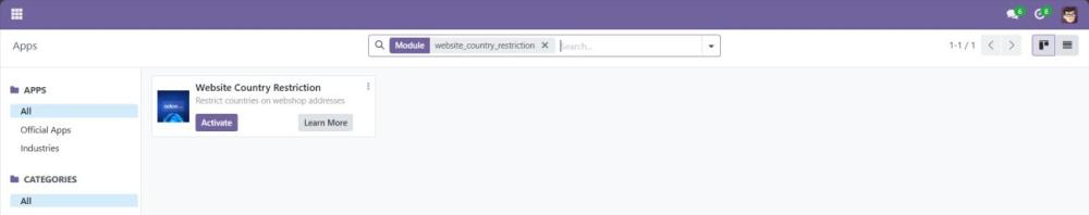 Screenshot 1: Website Country Restriction Module