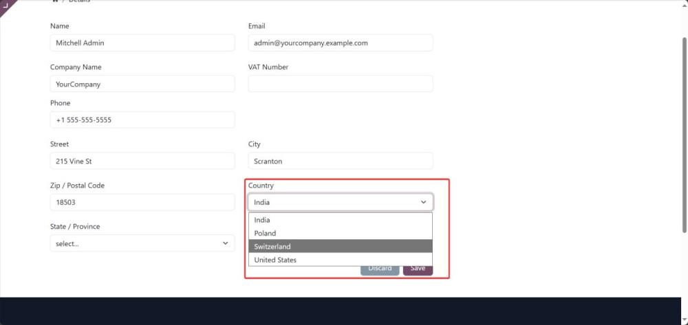 Screenshot 10: Countries dropdown