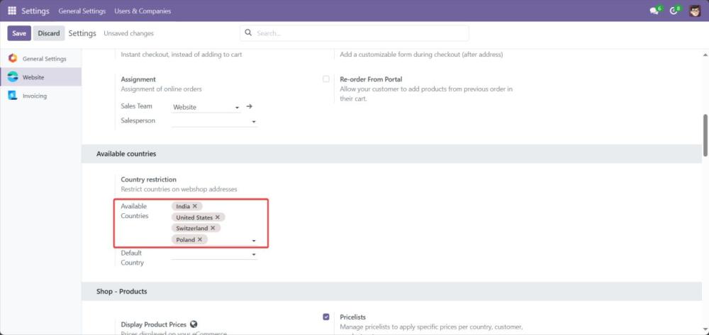 Screenshot 3: Available Countries