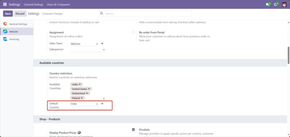 Screenshot 4: Default Country