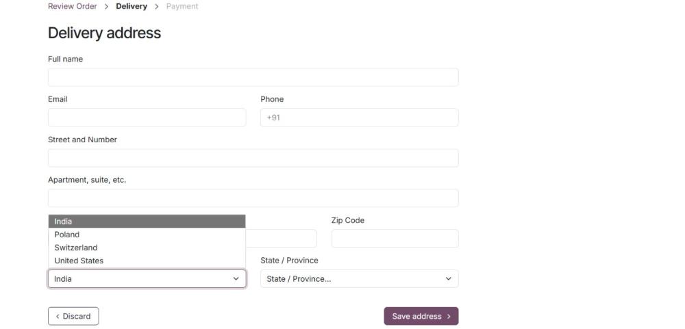 Screenshot 7: Available Countries dropdown