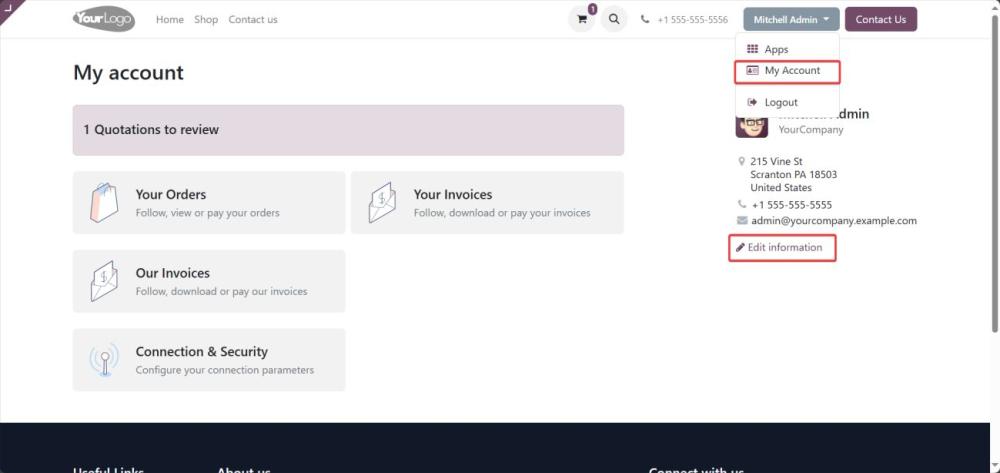 Screenshot 9: My Account page