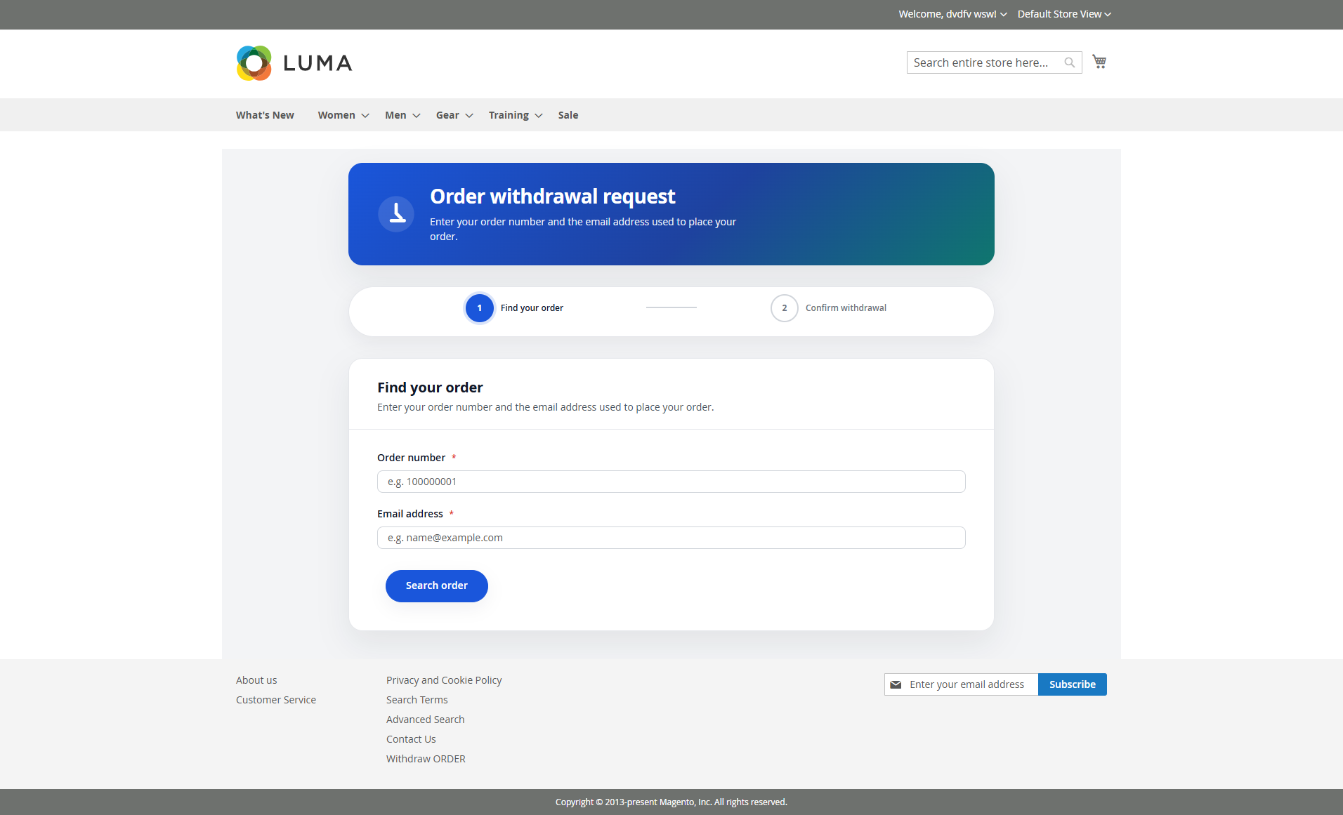 Magento 2 Withdraw button Extension