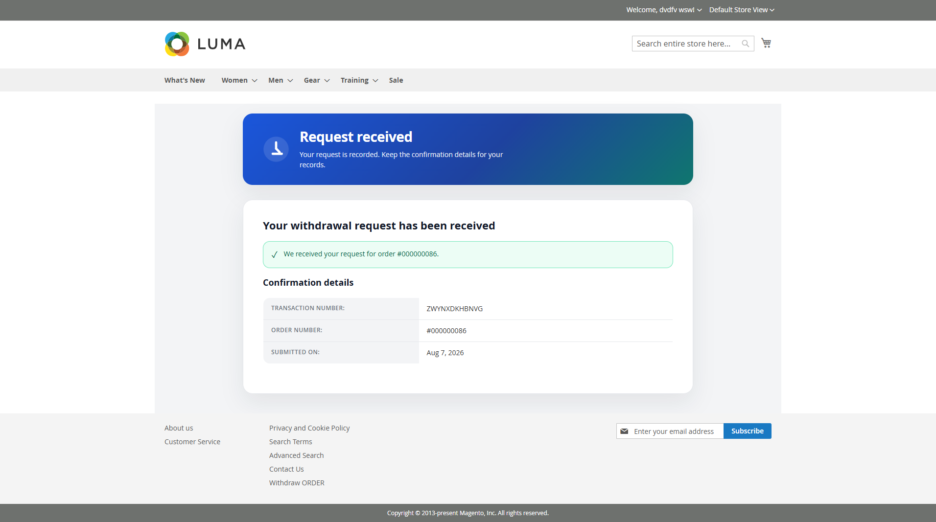 Magento 2 Withdraw button Extension