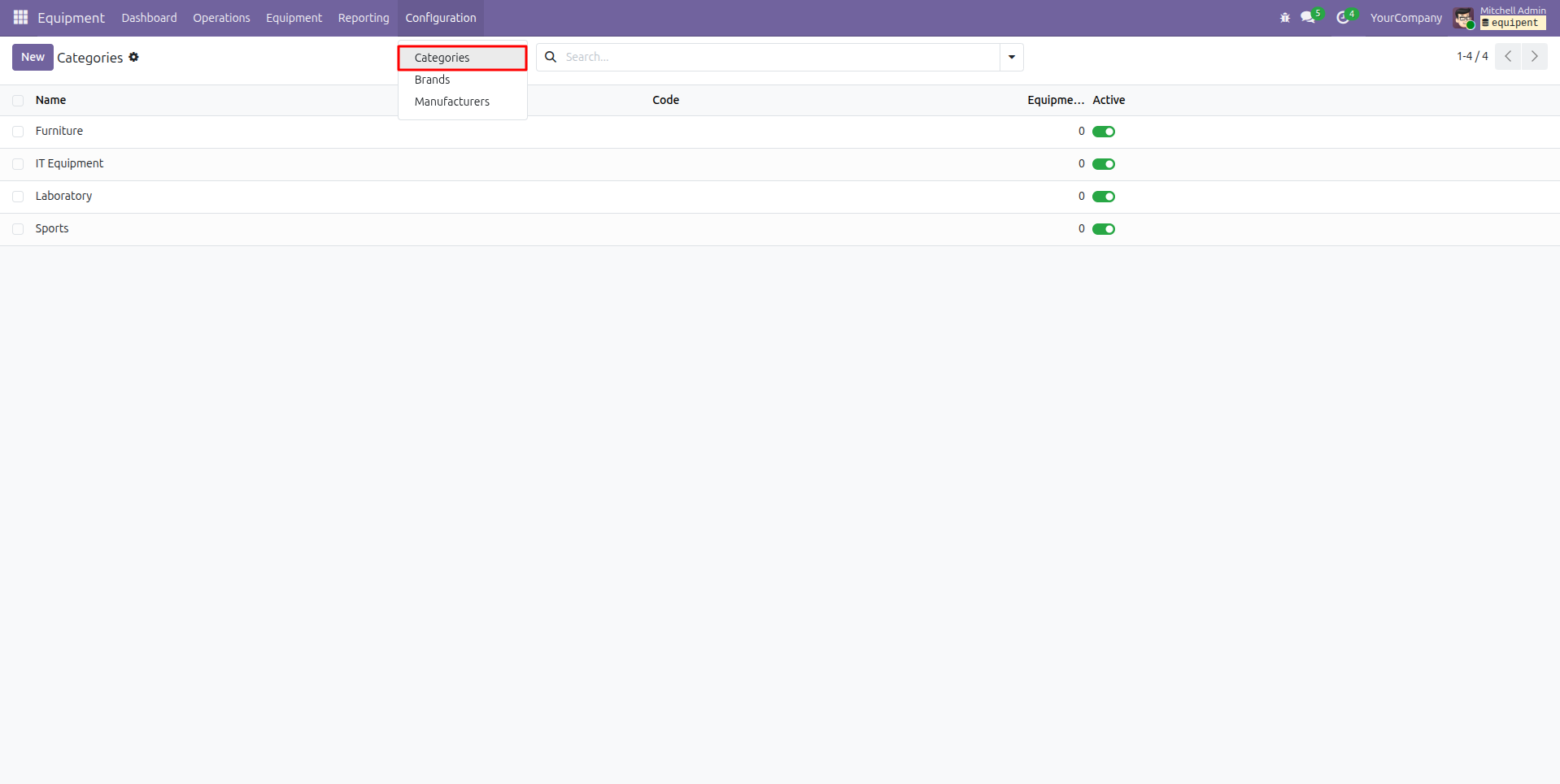 Equipment Management Plugin for Odoo