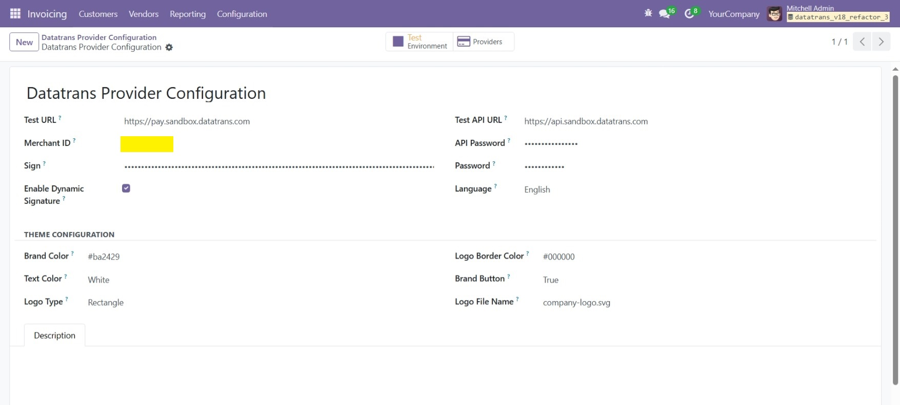 datatrans odoo configuration