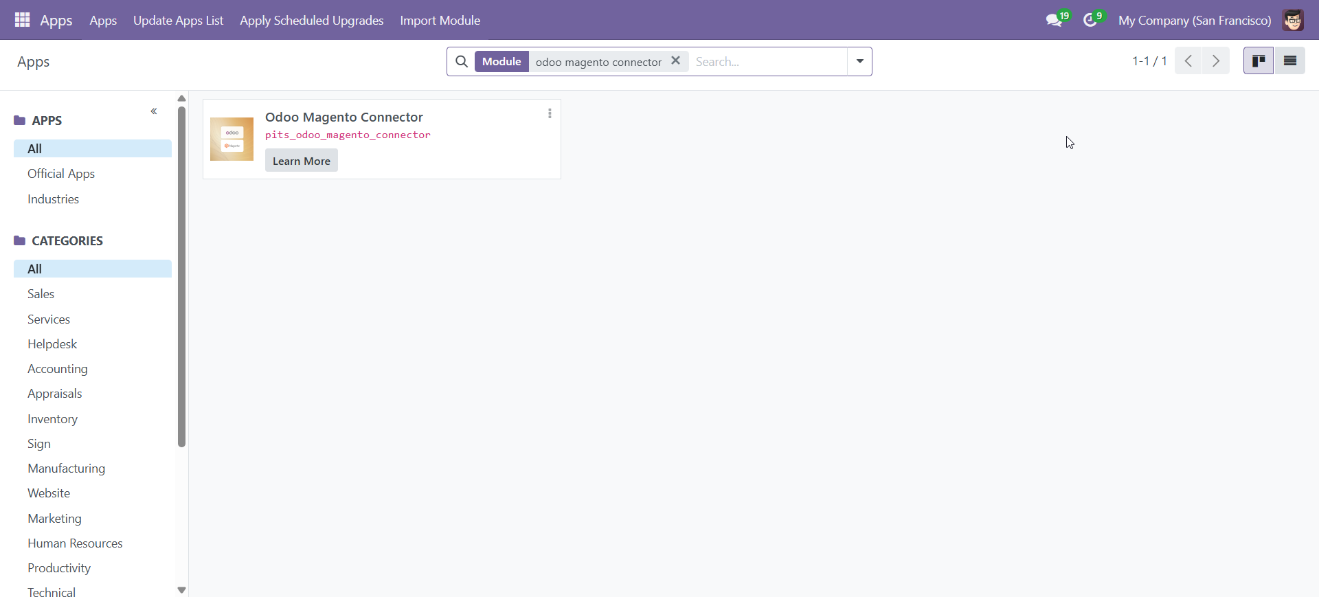 Odoo - Magento Connector for Odoo v18