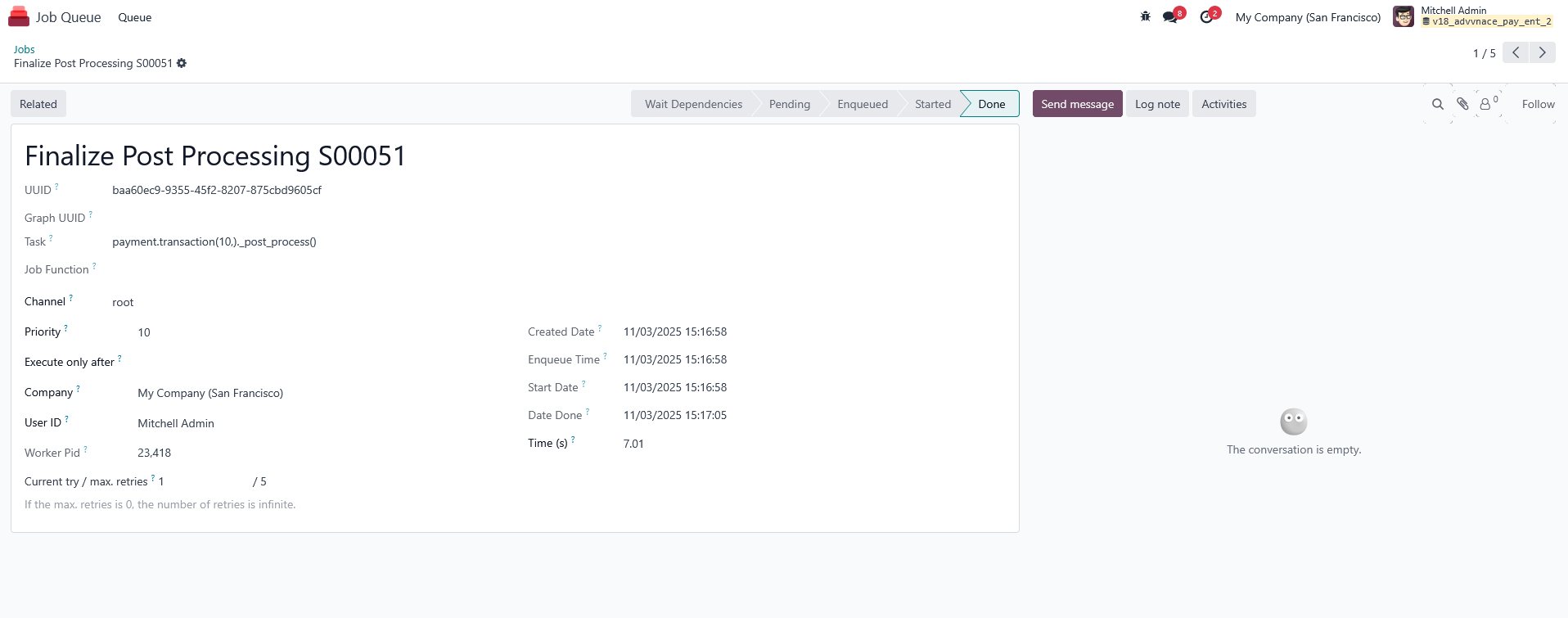 payment post processing queue job integration