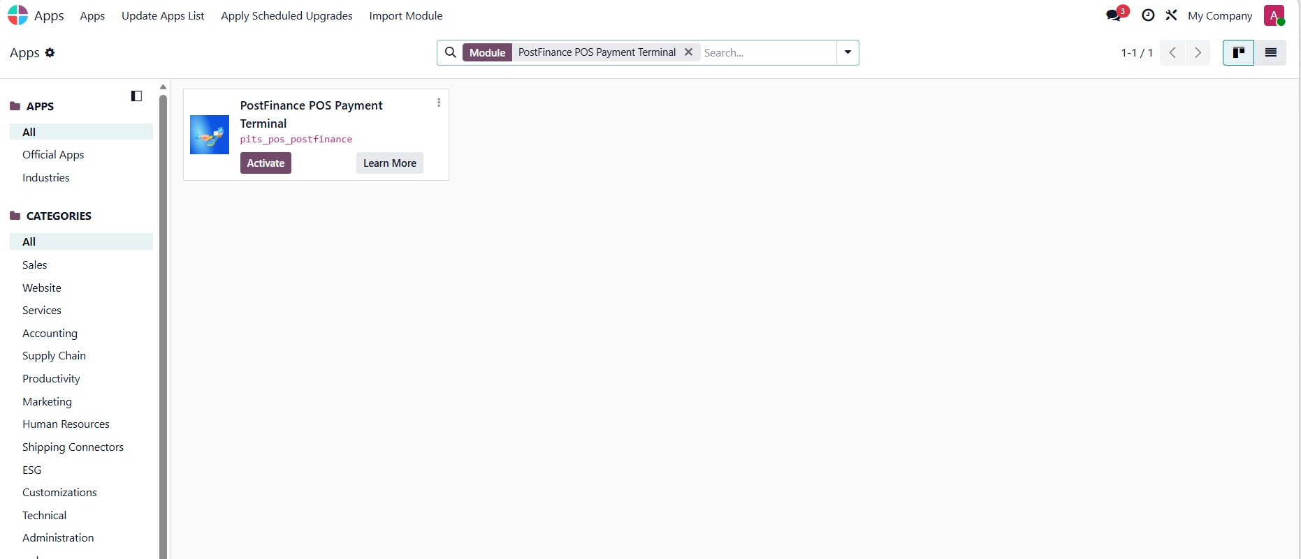 PostFinance PoS Payment Terminal Plugin for Odoo