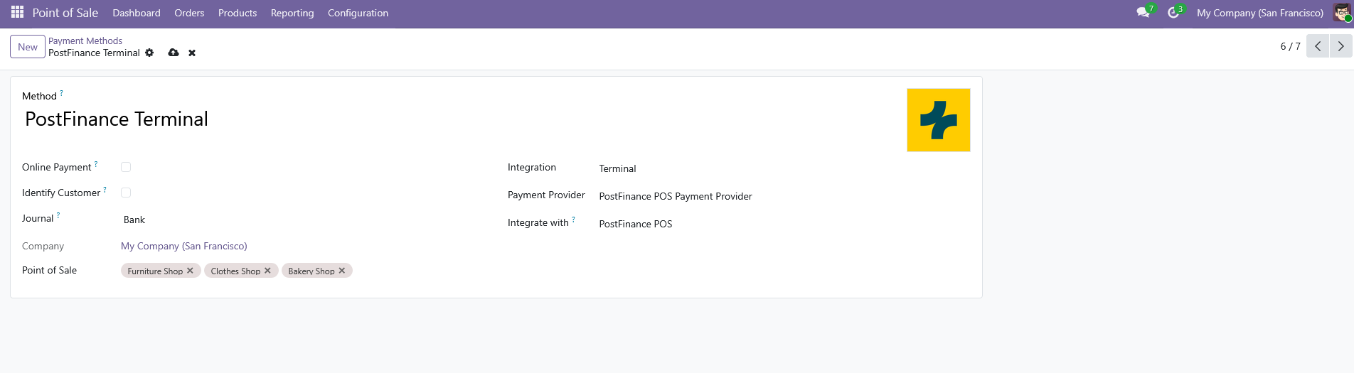PostFinance PoS Payment Terminal Plugin for Odoo