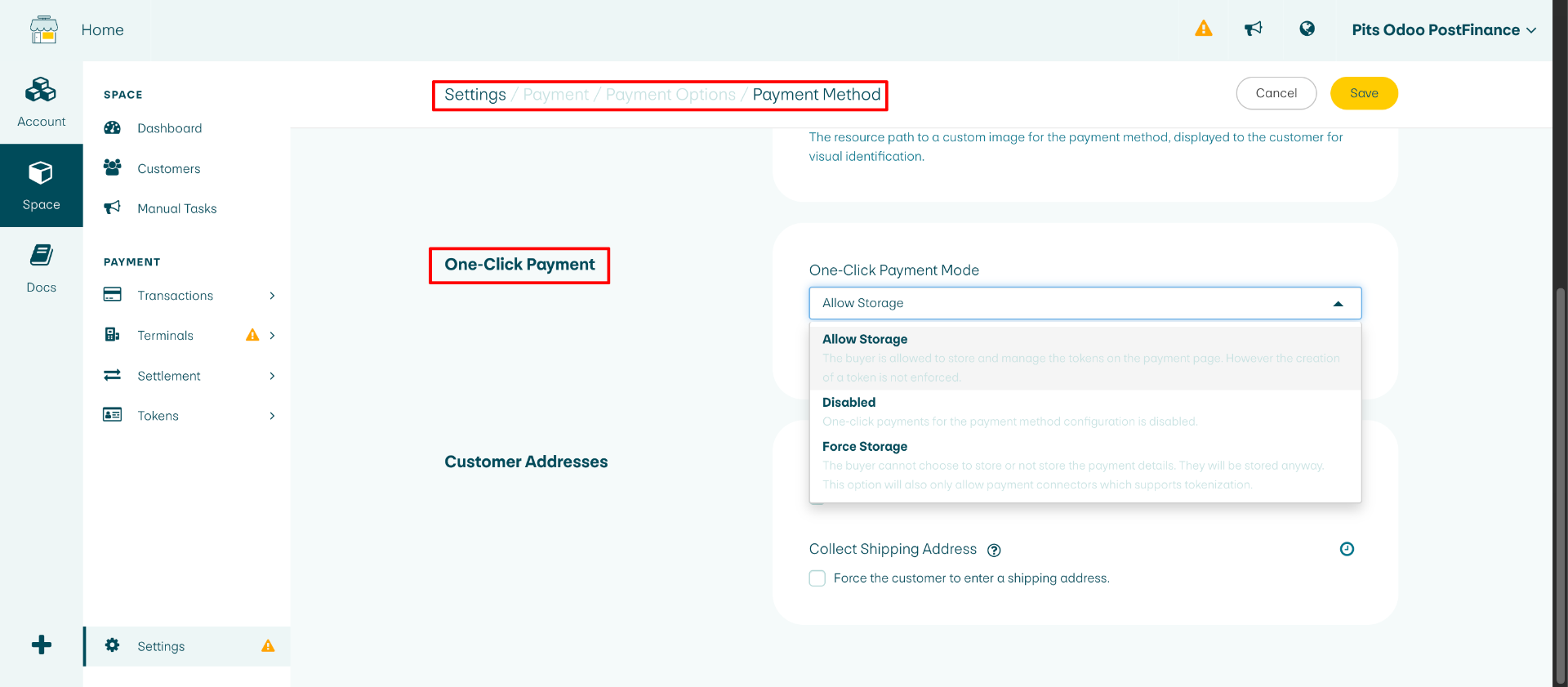 Odoo PostFinance Checkout Flex