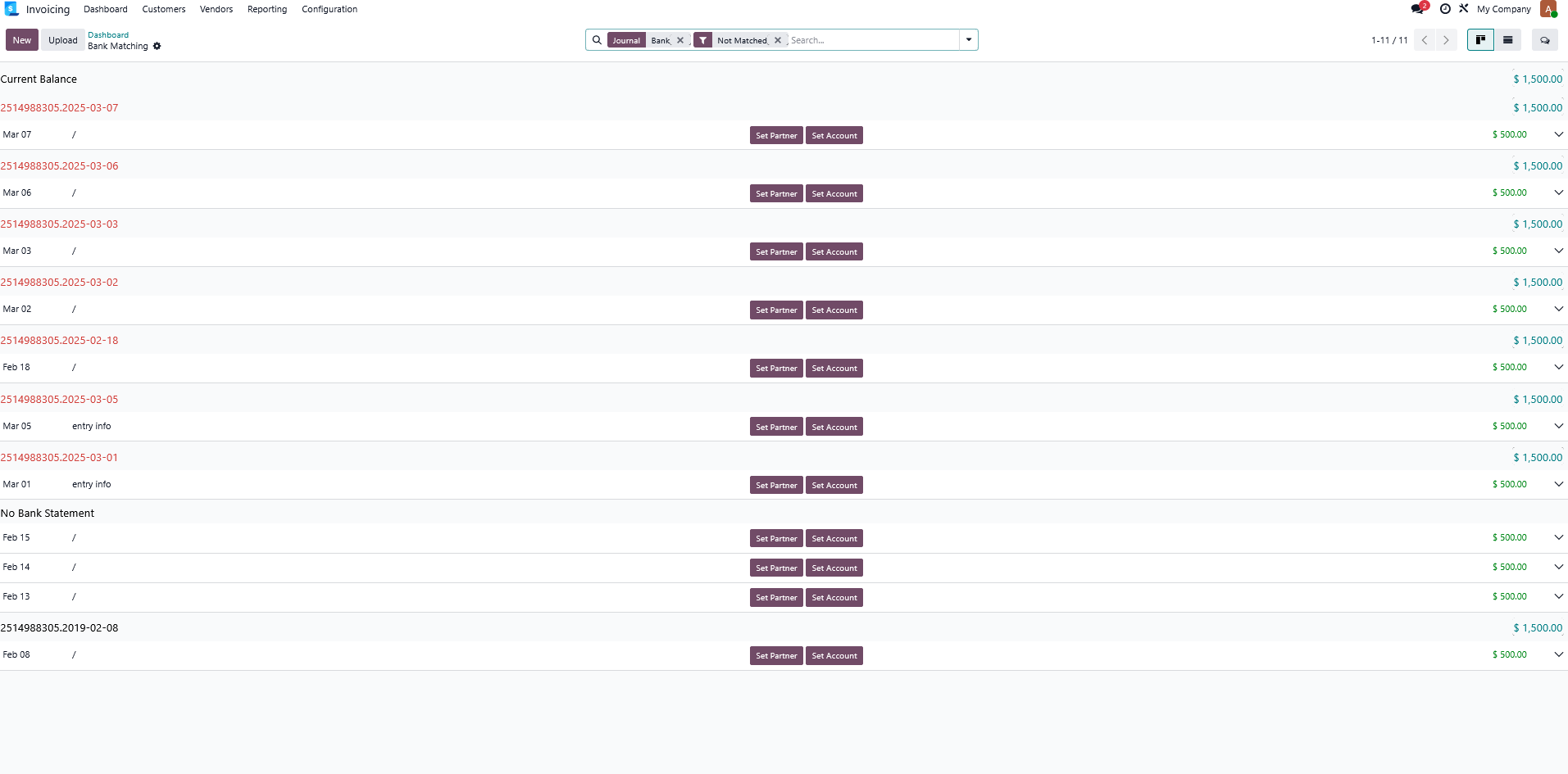 reconciliation dashboard
