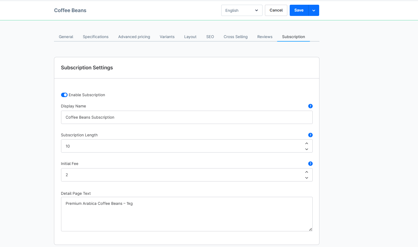 Shopware Subscription Plugin integrated with the Wallee payment