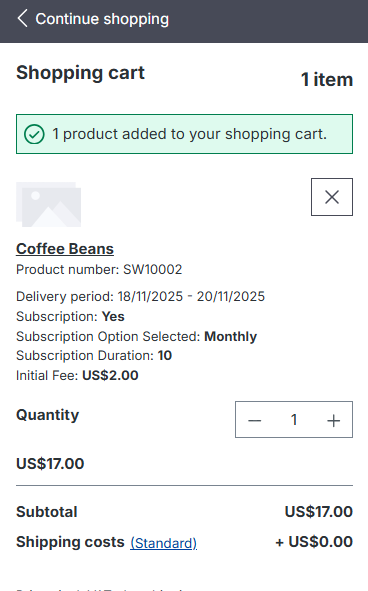 Shopware Subscription Plugin integrated with the Wallee payment