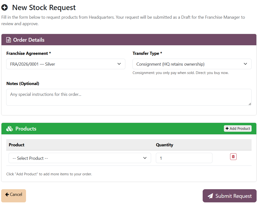 Franchise Management Plugin for Odoo
