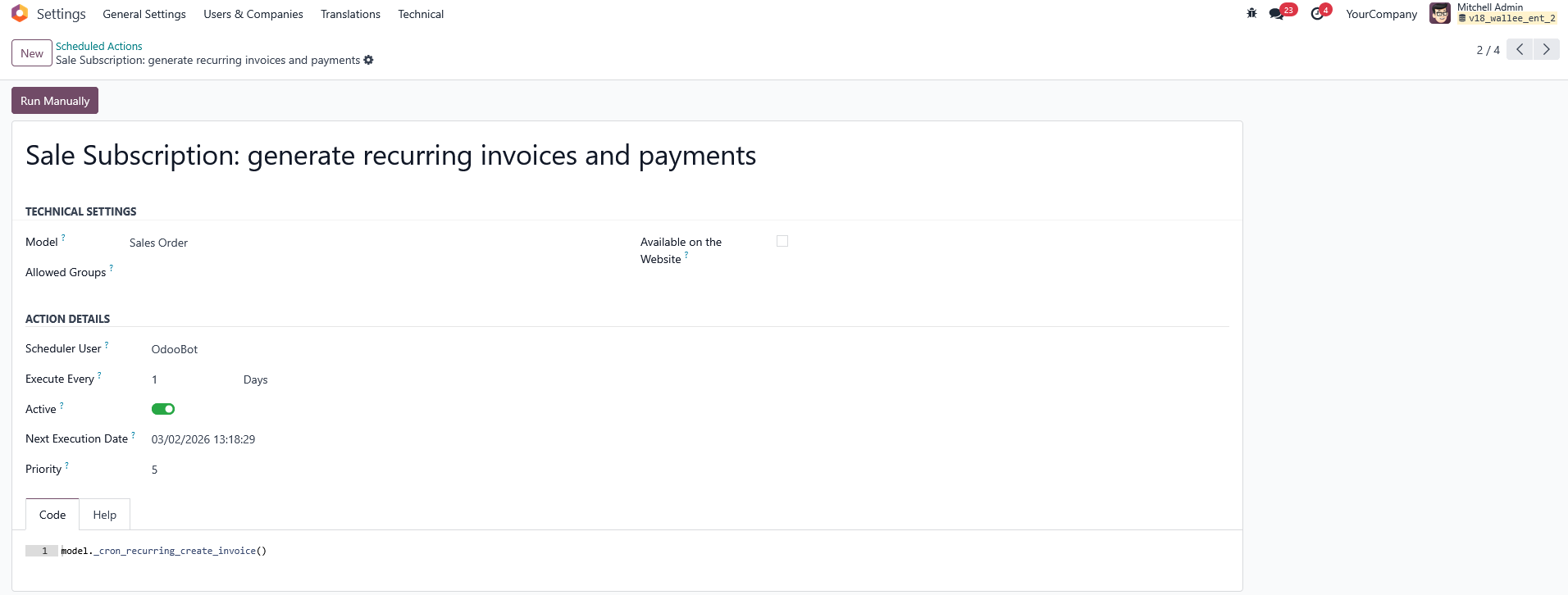 Wallee - Nexi Subscription Integration Plugin for Odoo