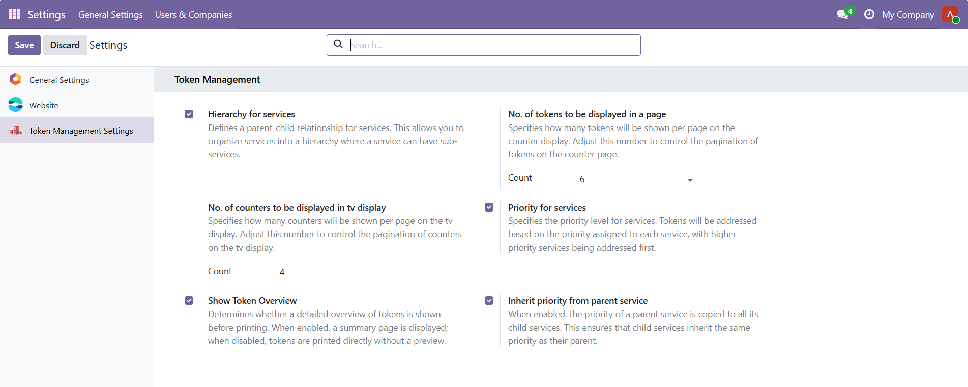 Token Management System for Odoo