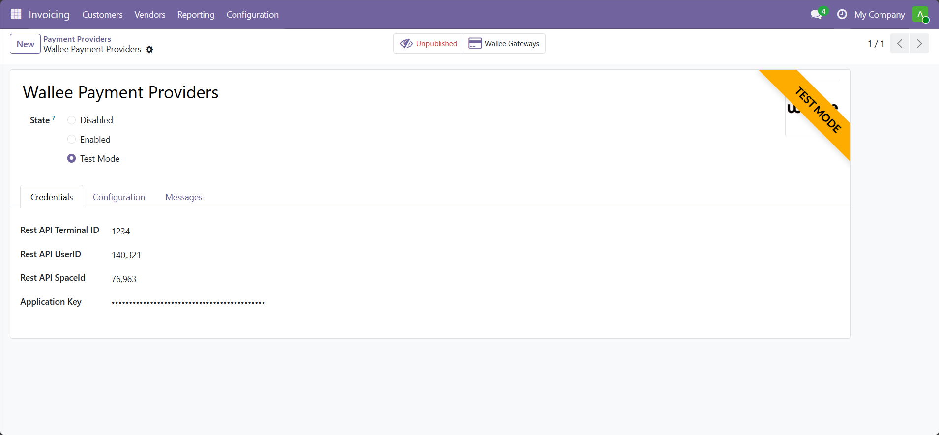 wallee pos payment credentials