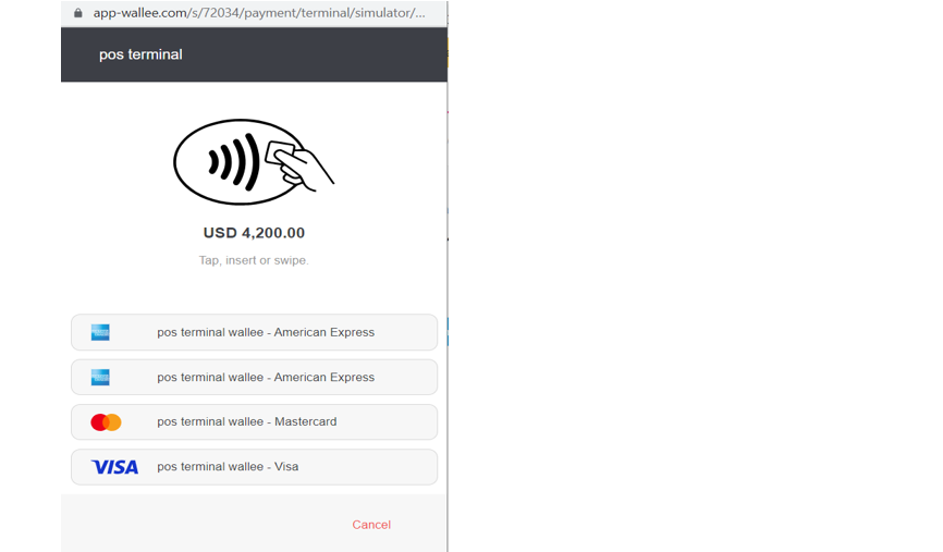 wallee pos payment request sent