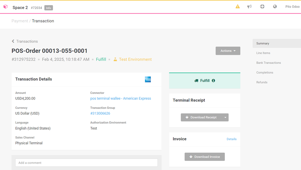 wallee transaction screen