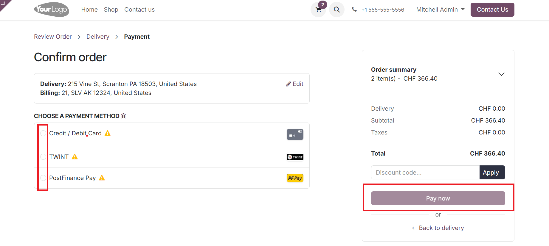 Odoo wallee Payment Provider