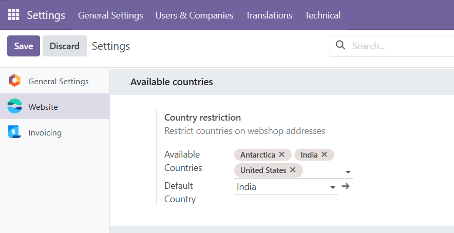 website configuration
