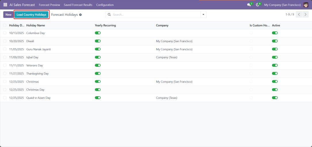 Screenshot 18: Load Country Holidays