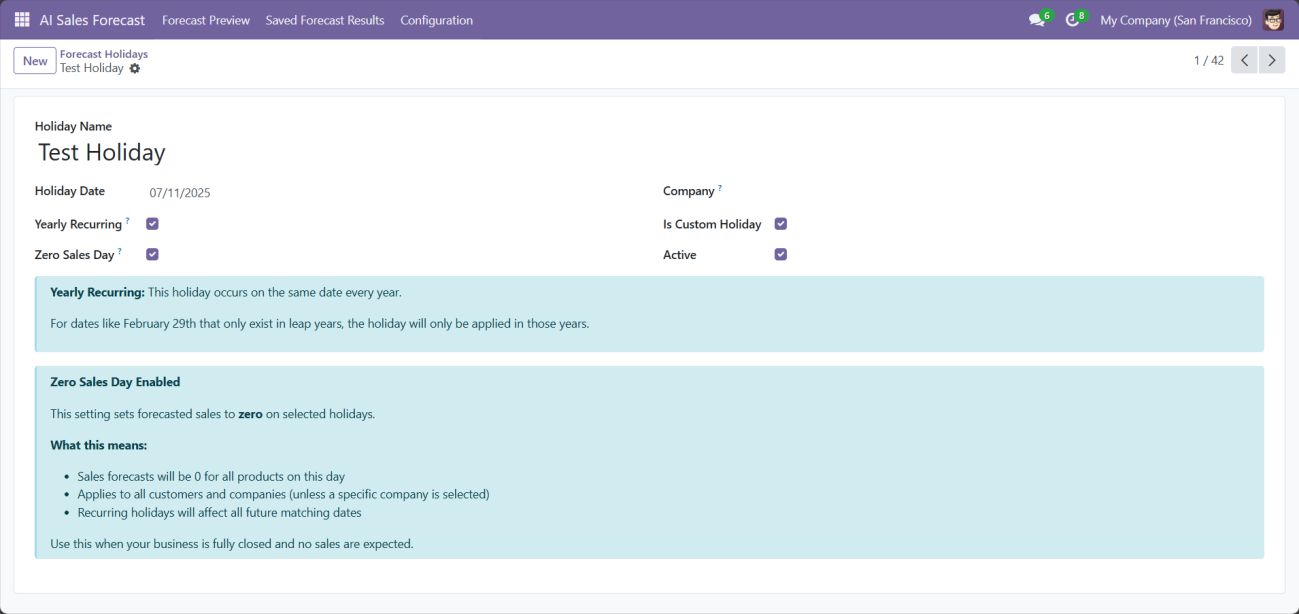 Screenshot 19: Set Custom Holiday, Recurring, Company and Zero Sale Day